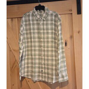 New! Taylor Stitch Linen Shirt Mens 40 Green Plaid Button Down Coastal Beach